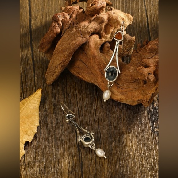 Faux Pearl Drop Earrings - Picture 6 of 12